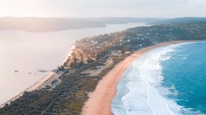 meer, strand, draufsicht, bucht, küste