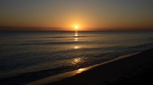 sea, beach, sunset, low tide, sun, reflection