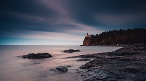 sea, coast, cliffs, cliff, lighthouse - wallpapers, picture