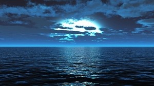 sea, surface, calm, surface, light, night - wallpapers, picture