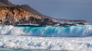 sea, surf, spray, rocks - wallpapers, picture