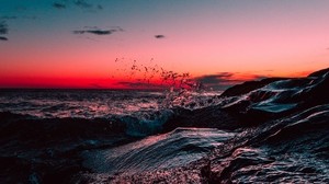 sea, surf, sunset, horizon, sky, asbury park, usa