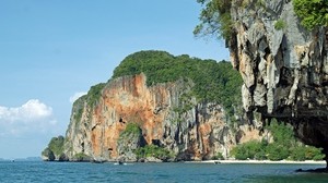 sea, rocks, boats