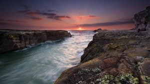 sea, rocks, the sun, wind, flow - wallpapers, picture
