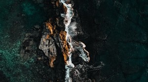 sea, rocks, top view, water, stones - wallpapers, picture