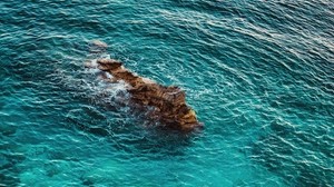 sea, rocks, top view, water, coast