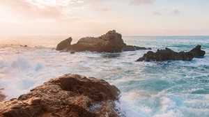 海洋，岩石，波浪，水，海岸 - wallpapers, picture