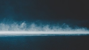 sea, fog, horizon, sky, clouds, cloudy