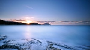 sea, water surface, sunset, sun