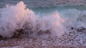 sea, waves, spray, water, splash, shore - wallpapers, picture
