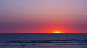 hav, solnedgång, horisont