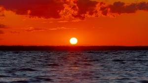 hav, solnedgång, horisont, vågor, moln - wallpapers, picture