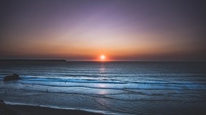 sea, sunset, horizon, sky, shore - wallpapers, picture