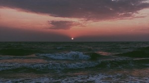 mare, tramonto, marea, orizzonte