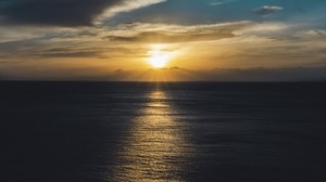 海洋，日落，太阳，地平线，涟漪，波浪 - wallpapers, picture