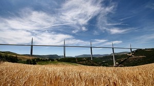 bridge, france, field, agriculture, rye, wheat