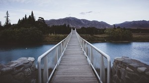bridge, mountains, river - wallpapers, picture