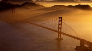 bridge, water, sea, rays, from above - wallpapers, picture