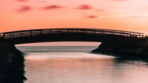 bro, vik, solnedgång, horisont, skymning - wallpapers, picture