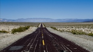 road, marking, horizon, mountains, sky - wallpapers, picture