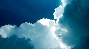 sky, blue, clouds, light, rays, from below - wallpapers, picture