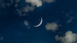 sky, moon, clouds, stars, night - wallpapers, picture