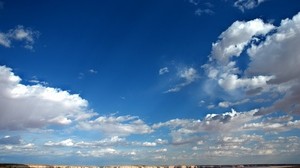 sky, clouds, blue, white, canyons, mountains - wallpapers, picture