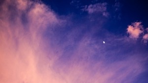 空、雲、月、夕暮れ、雰囲気
