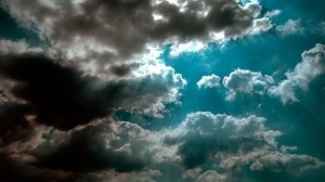 sky, clouds, shadow, light blue, light, rays - wallpapers, picture