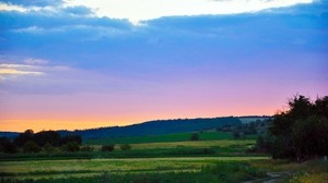 sky, evening, landscape, field, road, country, silence, tranquility - wallpapers, picture