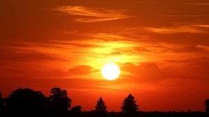 cielo, puesta de sol, nubes