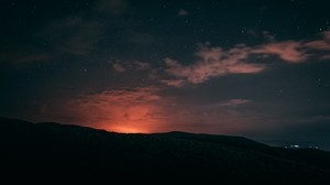 night, starry sky, horizon - wallpapers, picture