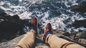 legs, sea, waves, rest - wallpapers, picture