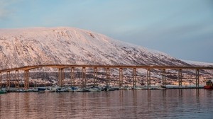 Norvegia, Tromso, ponte, fiordo - wallpapers, picture