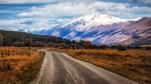 新西兰，格伦诺基，山脉，田野，道路 - wallpapers, picture