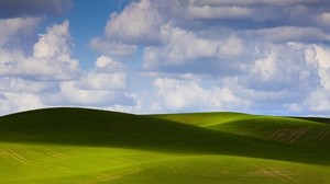 clouds, hills, sky, shadow, green - wallpapers, picture