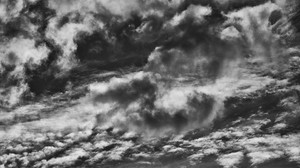 clouds, sky, black and white (bw), clouds, thick