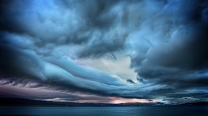 clouds, sky, gloomy, clouds, blackness, sea, surface, gloomy - wallpapers, picture