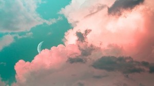 clouds, sky, moon, porous, light - wallpapers, picture