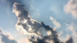 clouds, sky, sun, rays, shadow - wallpapers, picture