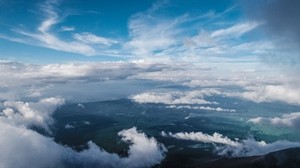 nubes, cielo, vista superior