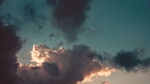 clouds, sky, sunset, stars, porous - wallpapers, picture