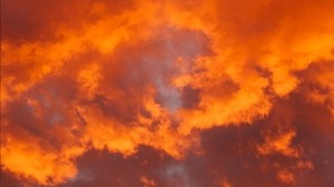 clouds, fiery, orange, porous