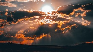 clouds, sun, sunset, cloudy - wallpapers, picture