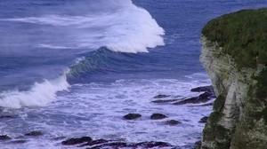 acantilado, mar, olas, roca