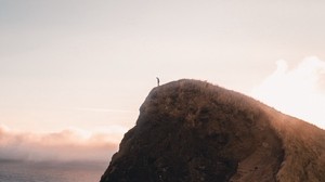 cliff, silhouette, loneliness, tall, cool