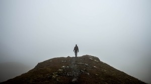 loneliness, mountain, peak, freedom, fog - wallpapers, picture