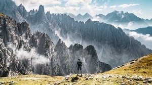 孤独、山、旅行、観光、イタリア