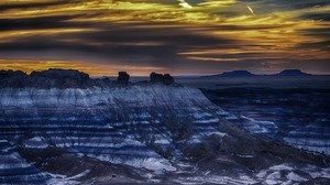 versteinerter wald, arizona, berge, himmel, hdr