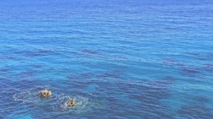ocean, stones, blue - wallpapers, picture